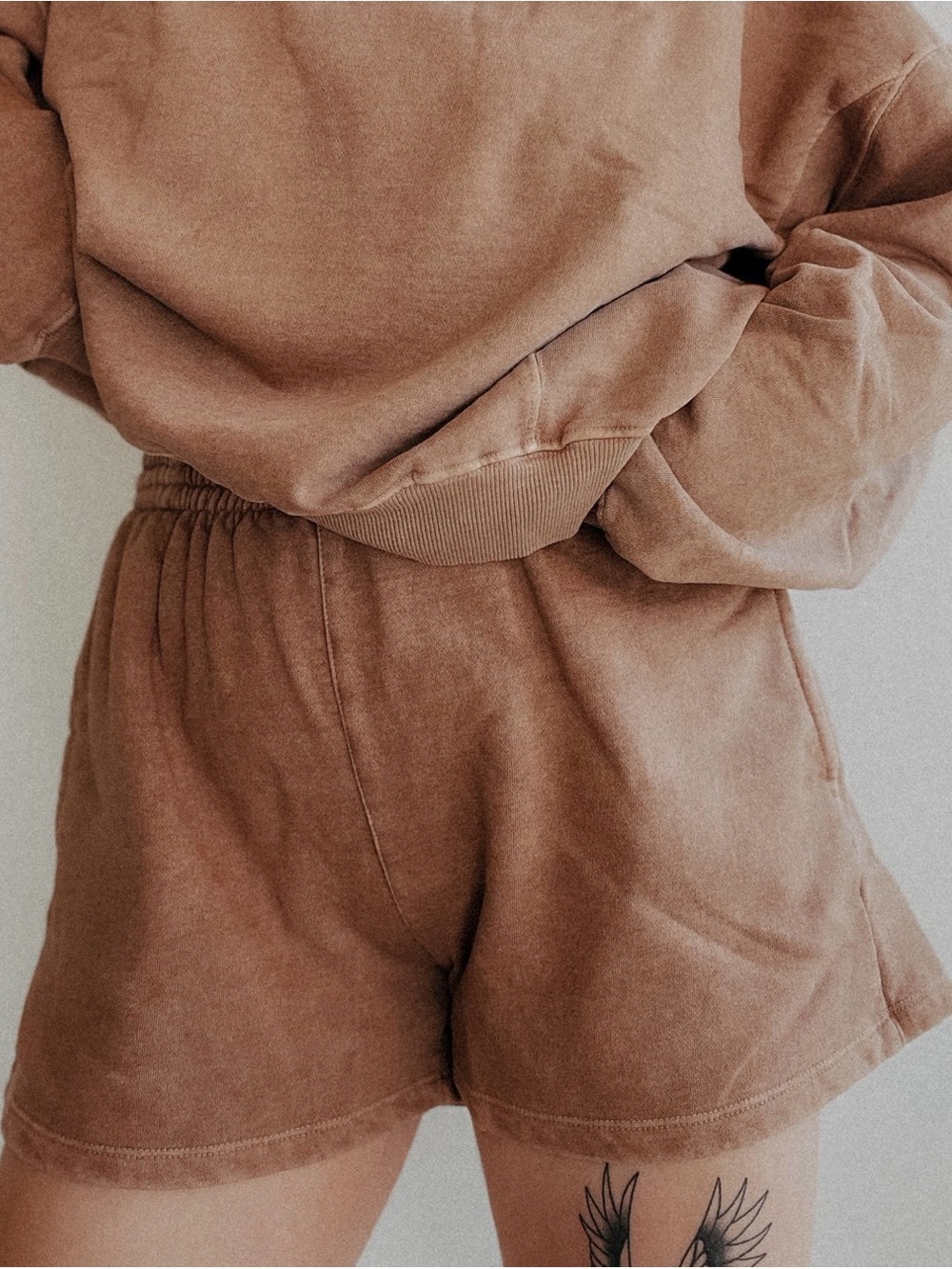 The blank lab mocha sweat shorts